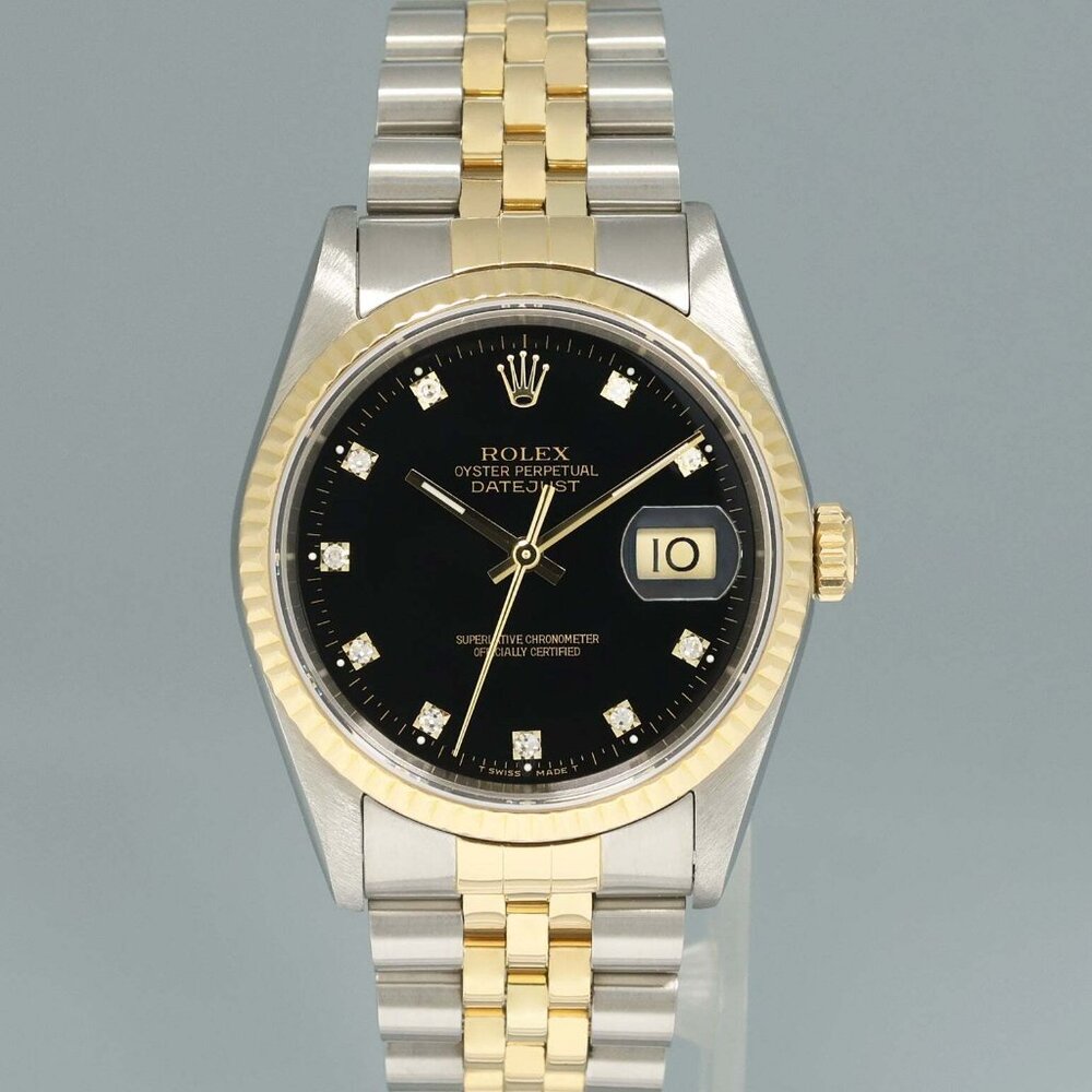 Men's Rolex Two Tone Midsize 36mm Diamond Watch With Box! Mint Condition!